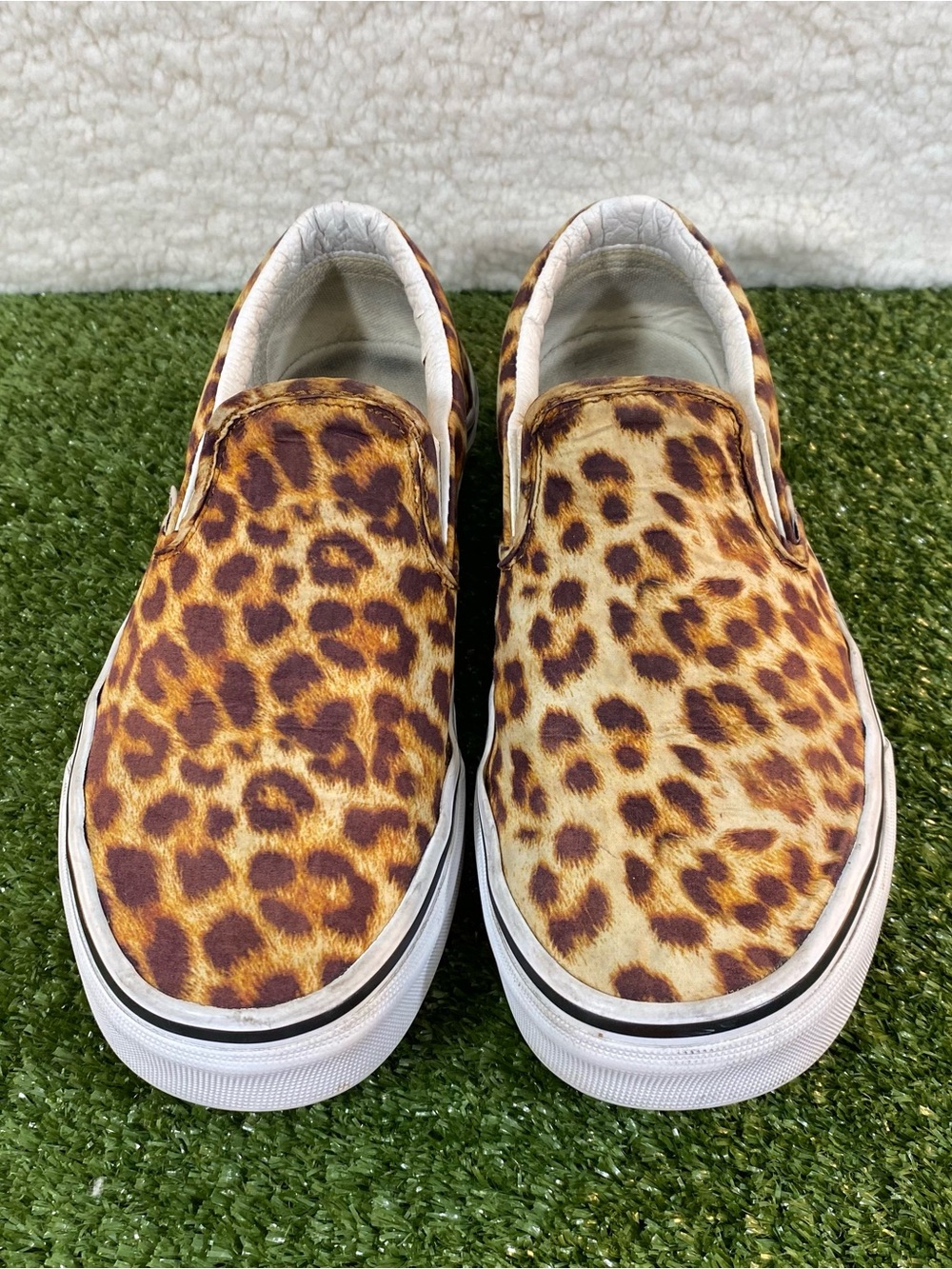 Vans Off The Wall Leopard Slip On Sneakers Men 6 Women 7.5 Skateboarding Grunge